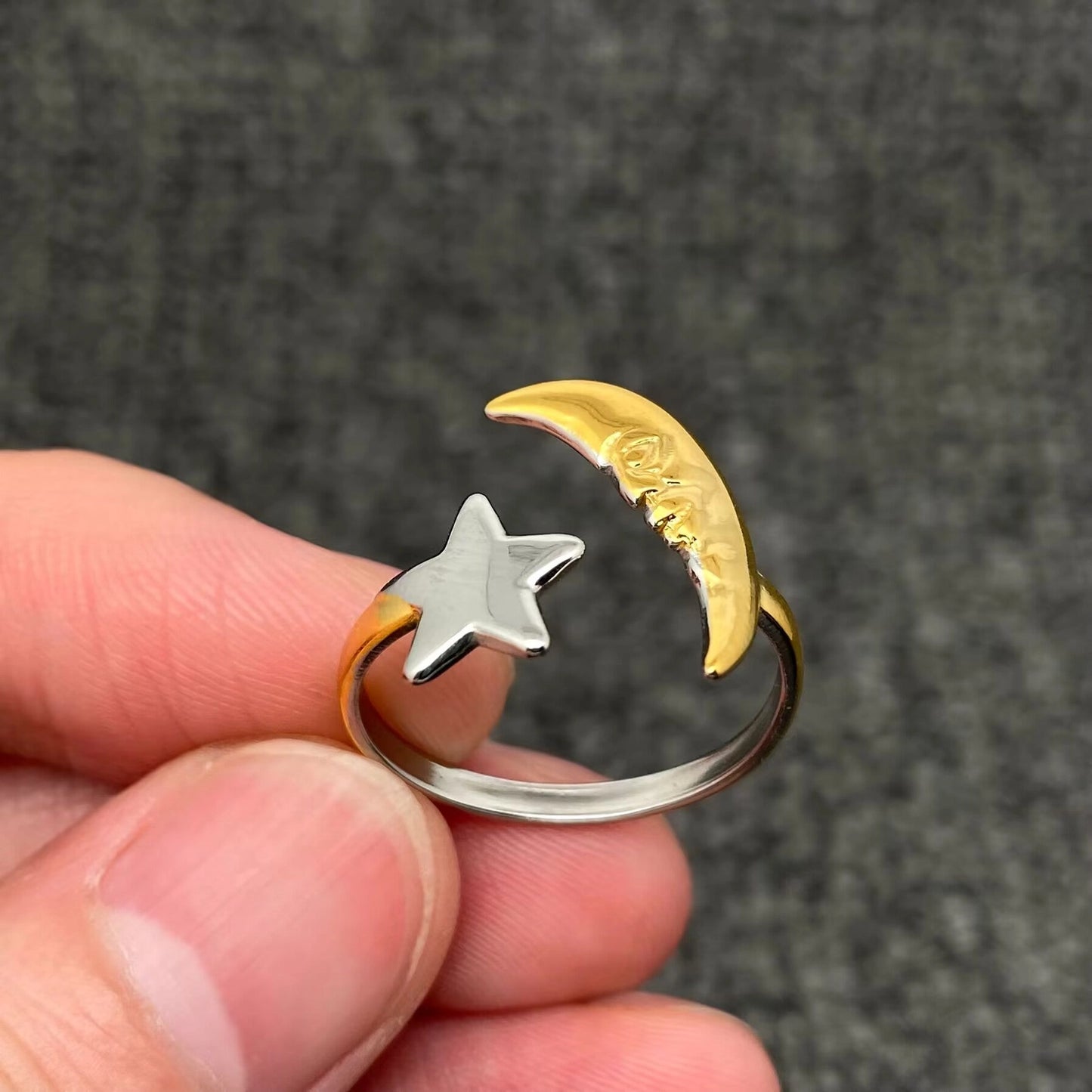 Two Tone Moon 18K Gold Plated S.Steel Ring