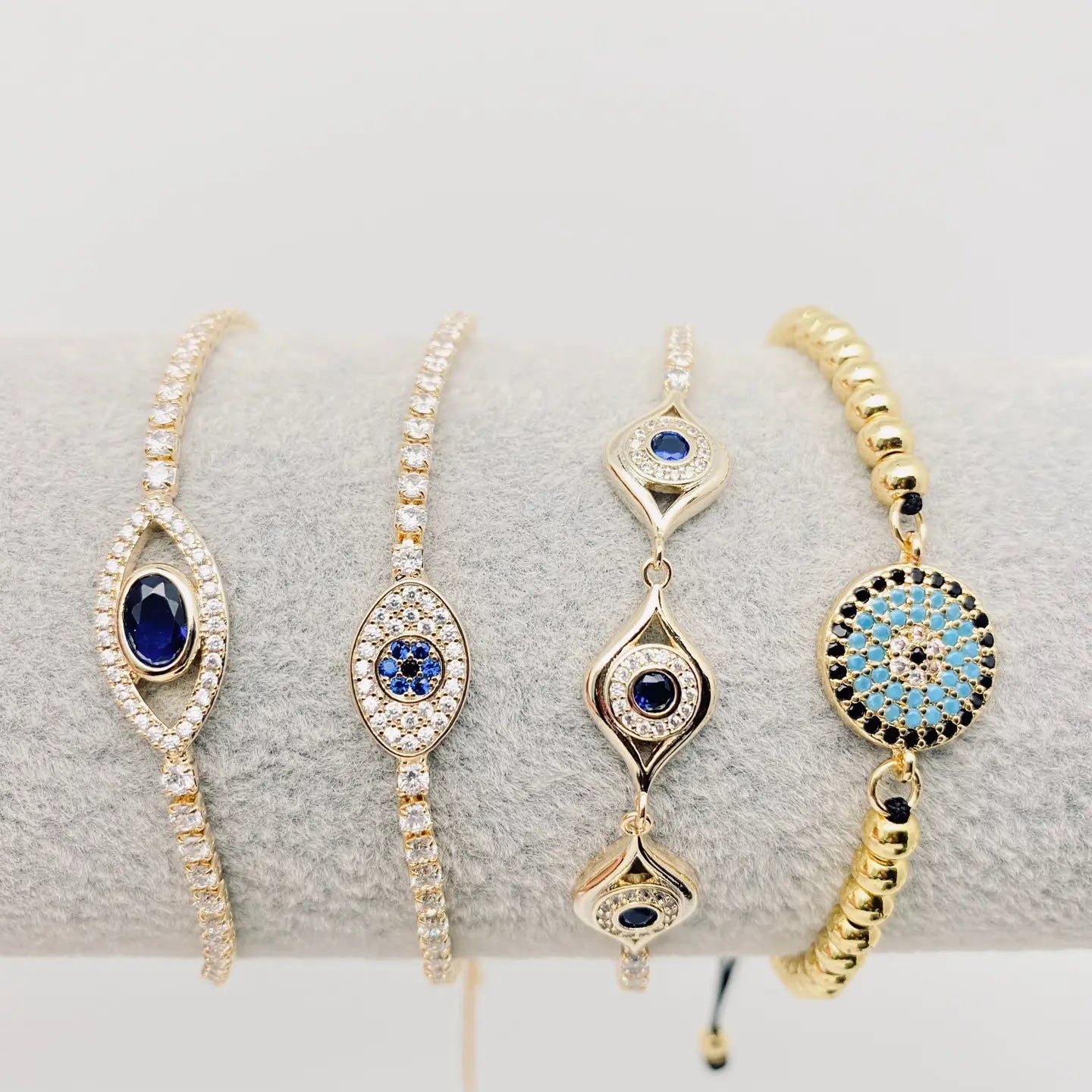 Multi-Style Zircon-Inlaid Evil Eye Bracelet