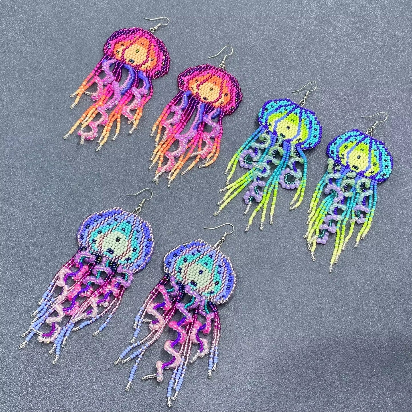 Colorful Jellyfish Beads Fringe Earrings