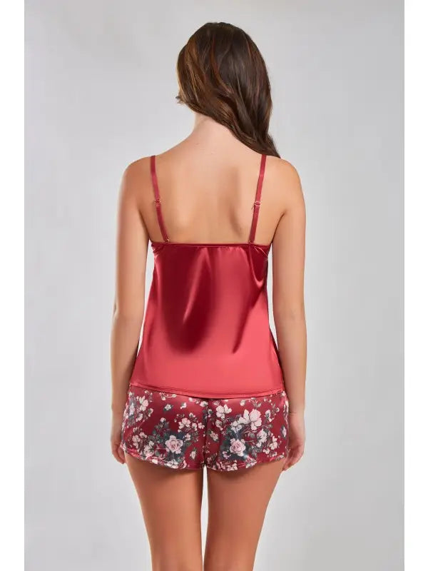 Brittany Stretch Satin and Nude Short Set