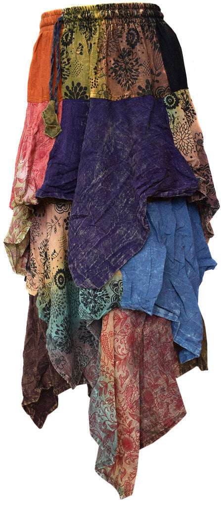 3 Layered Patchwork Tiered Pixie Skirt
