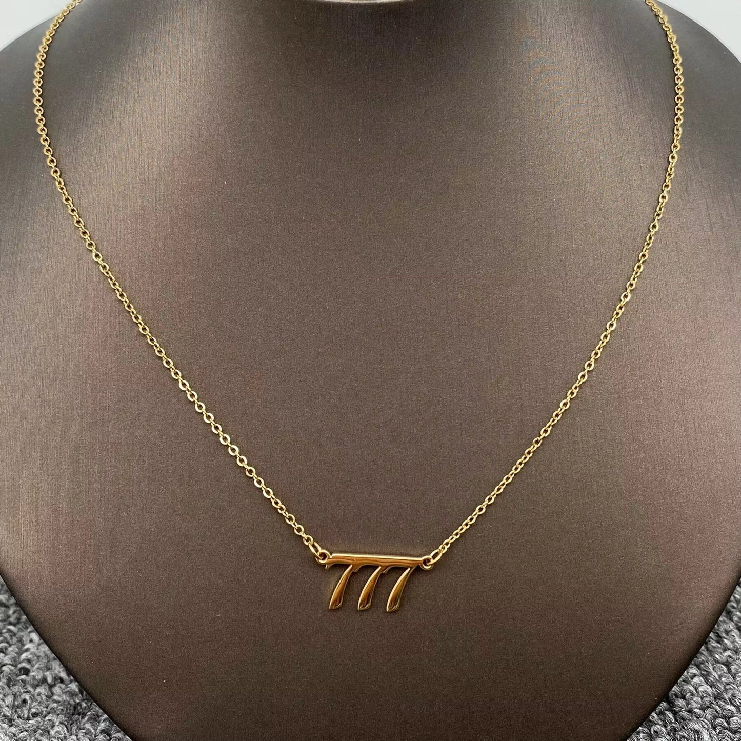 Lucky Numbers 18K Gold Plated Stainless Necklace
