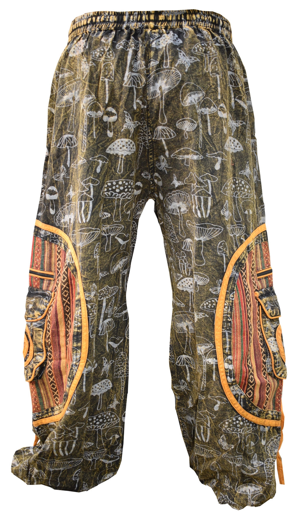 Mushroom Print Chakra Embroidery Ali Baba Baggy Trousers