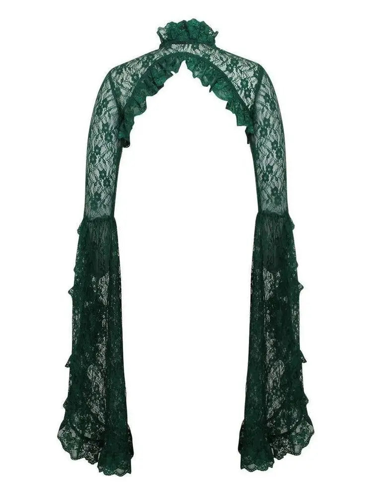 Dark Green Lace Shrug Bolero Jacket