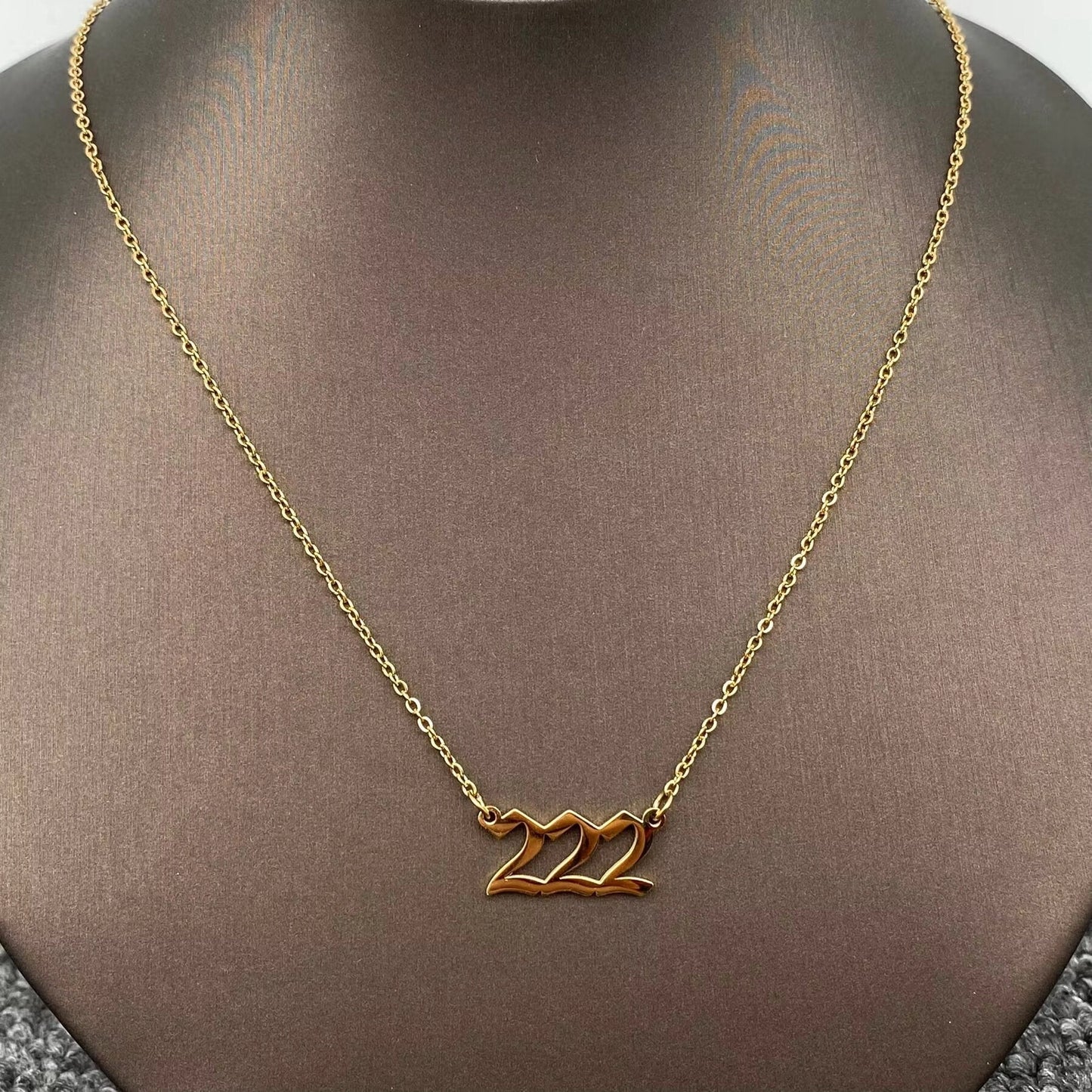 Lucky Numbers 18K Gold Plated Stainless Necklace