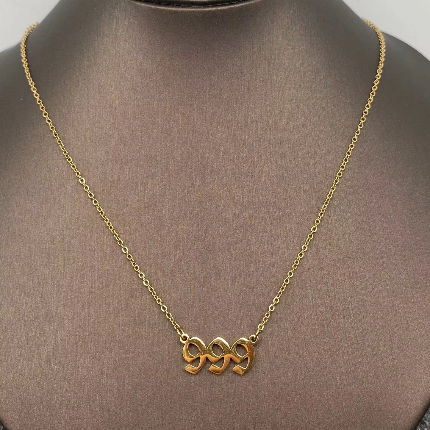 Lucky Numbers 18K Gold Plated Stainless Necklace