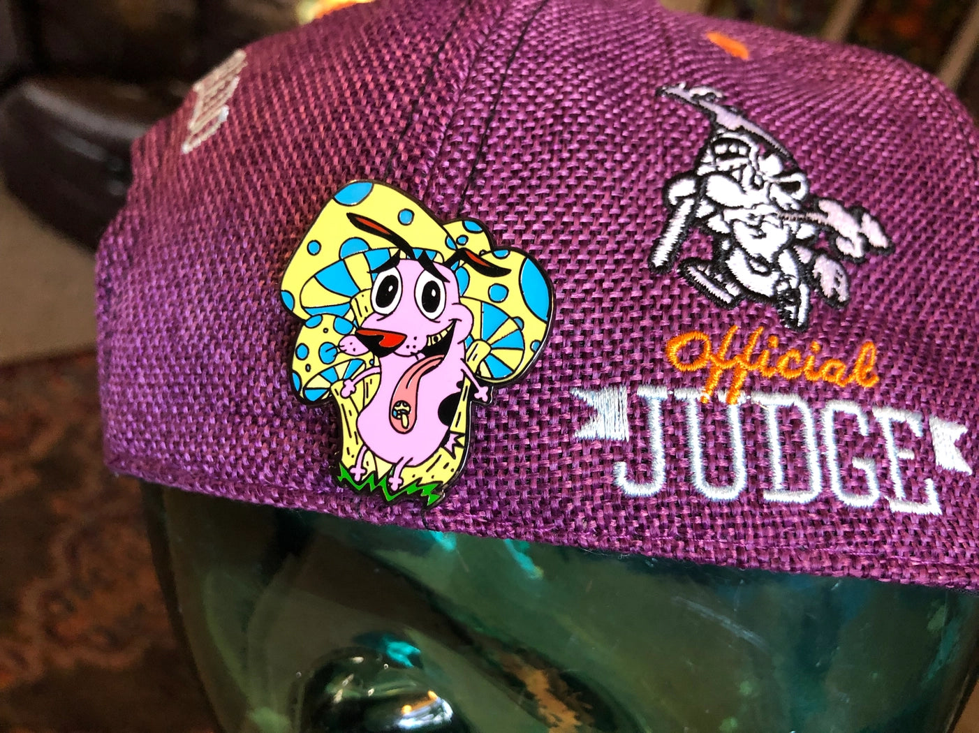 The Cowardly Dog Goes On A Mushroom Trip Pin – 1.5"