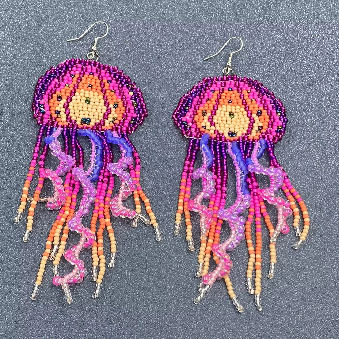 Colorful Jellyfish Beads Fringe Earrings
