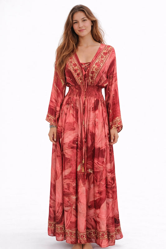 Long Boho Dress W/Pockets