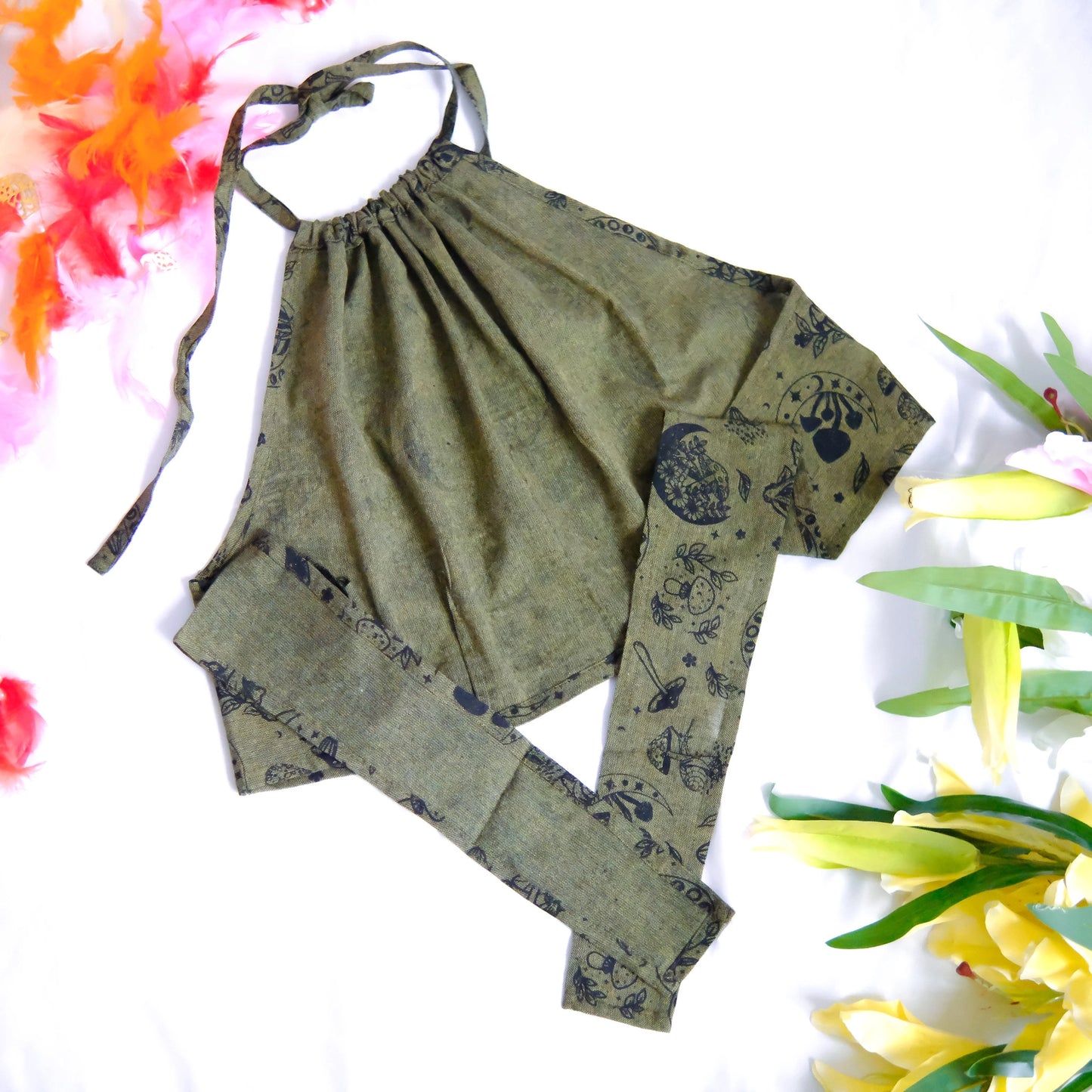 Mushroom/Celestial Cotton Halter Top