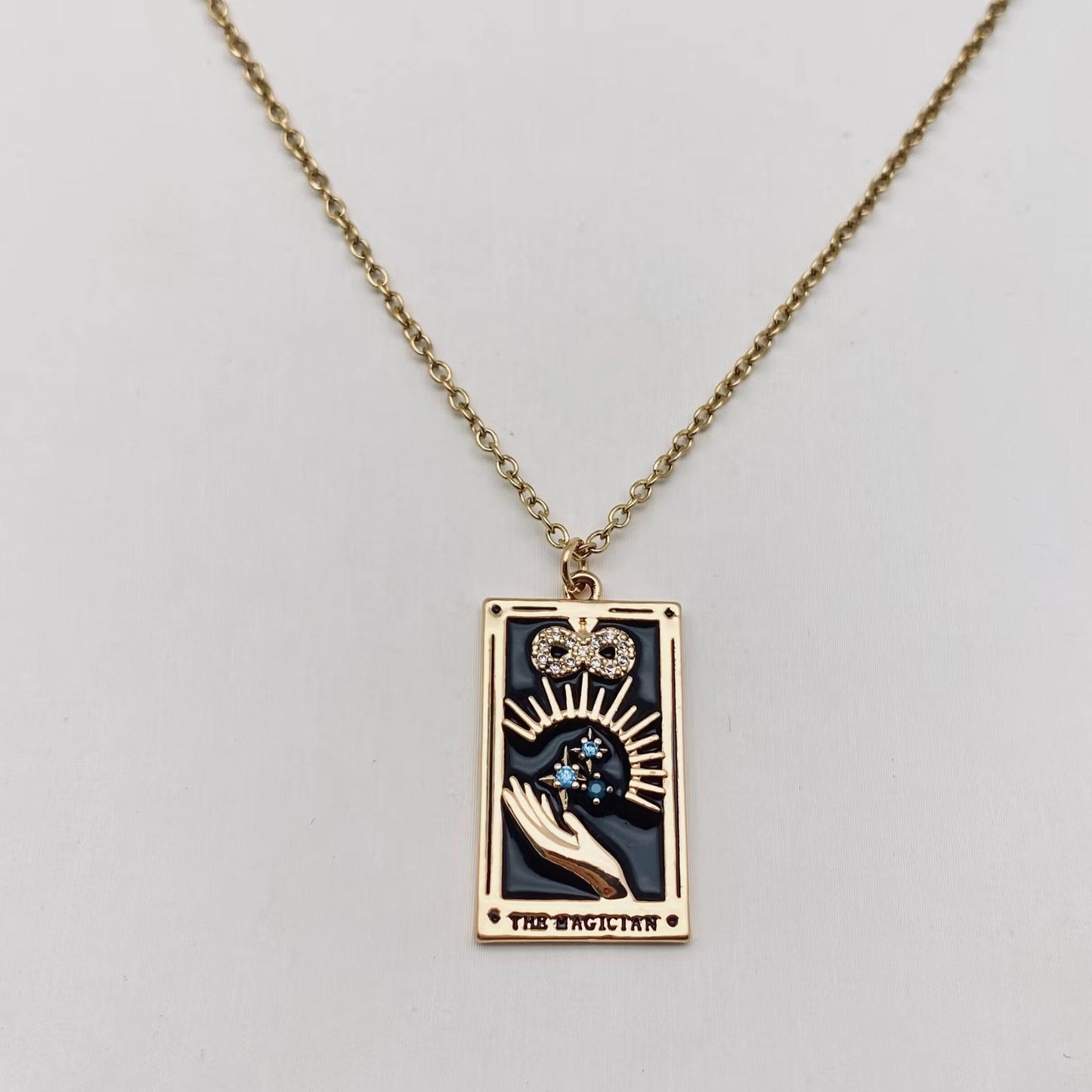 Enamel Tarot Inlay CZ Necklace