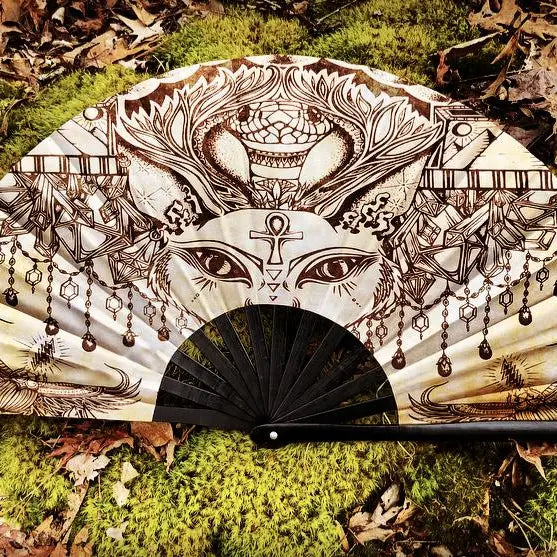 Egyptian Sphinx Large Clacking Festival Hand Fan
