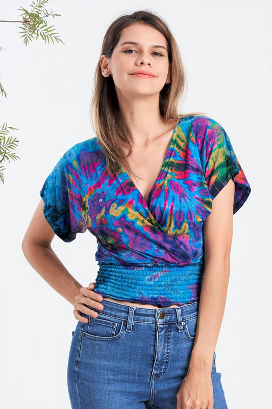 Tie-Dye V-Neck Top