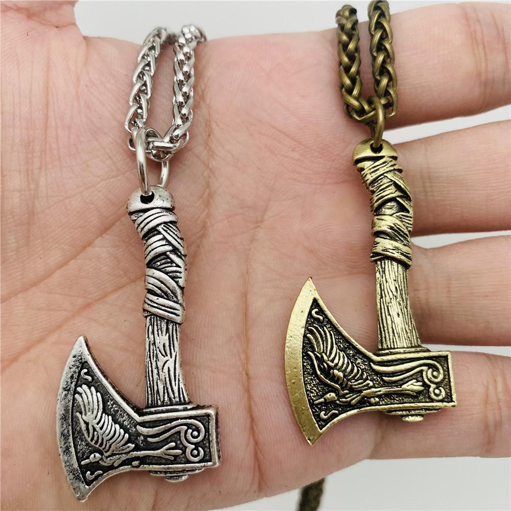 Men's Raven Double Sided Axe Necklace