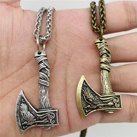 Men's Raven Double Sided Axe Necklace