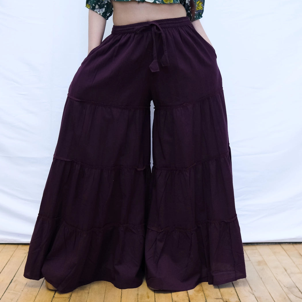 Flowy Tiered Wide Leg Pants with Pockets