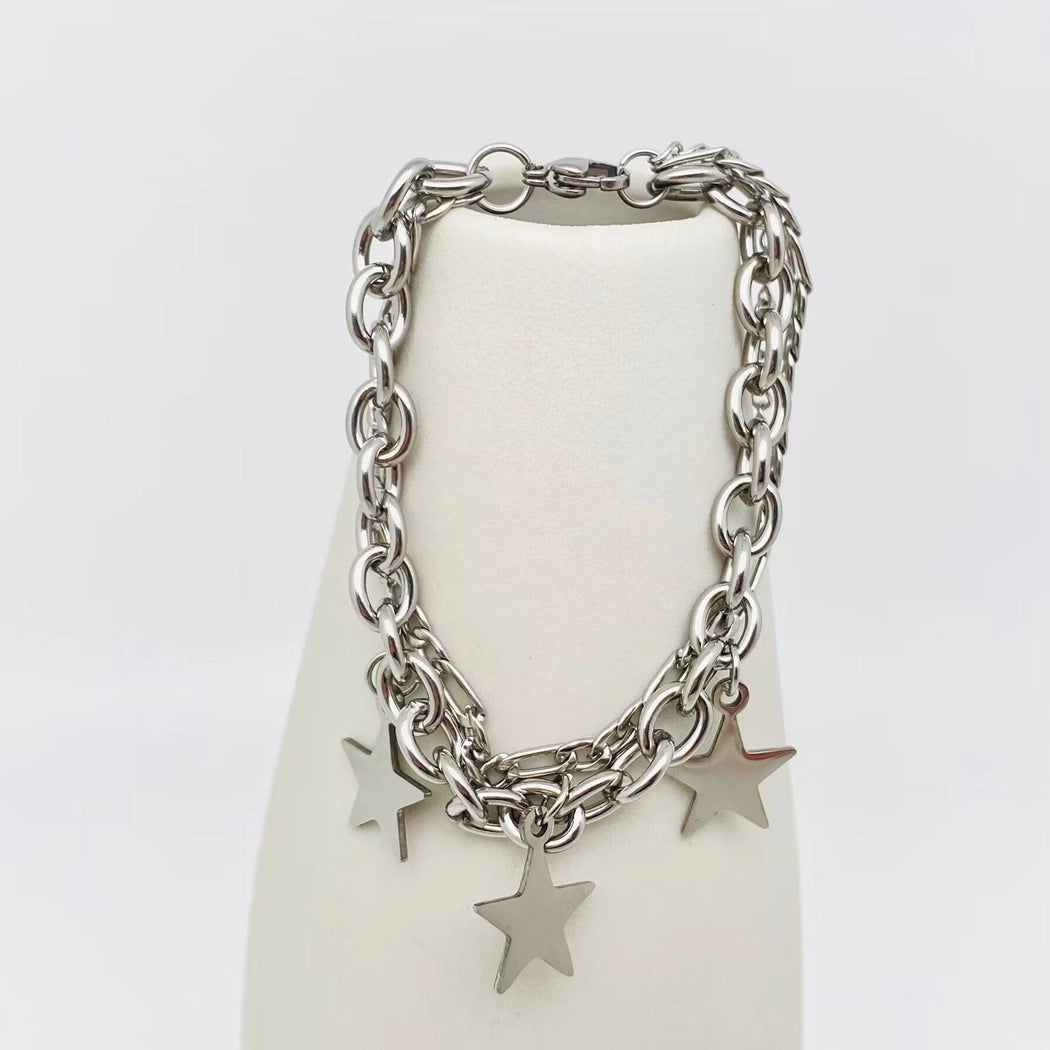 3 Stars Charm Stainless Steel Bracelet