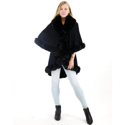 Solid Color Fur Double Layer Poncho