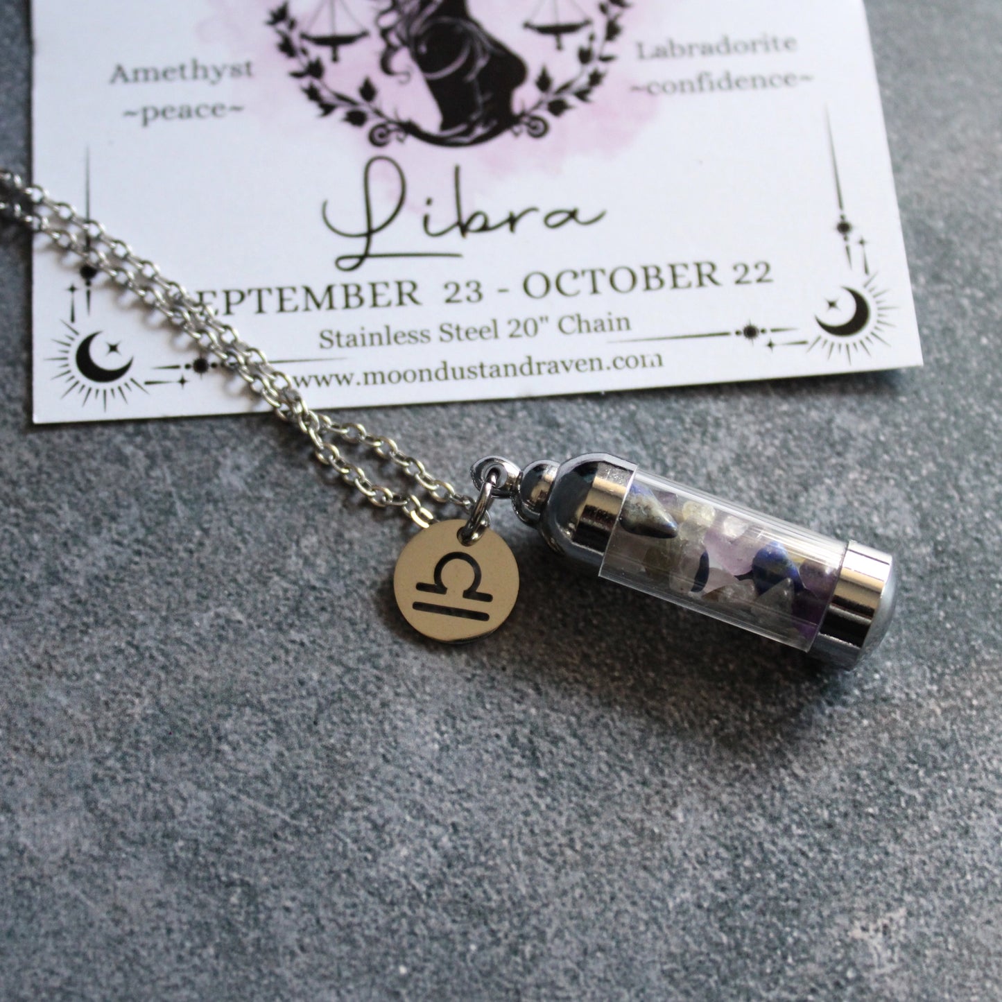 Libra Crystal Vial Necklace