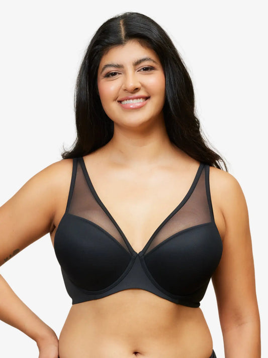 The Jolene Jet Black Perfect Plunge Underwire Bra