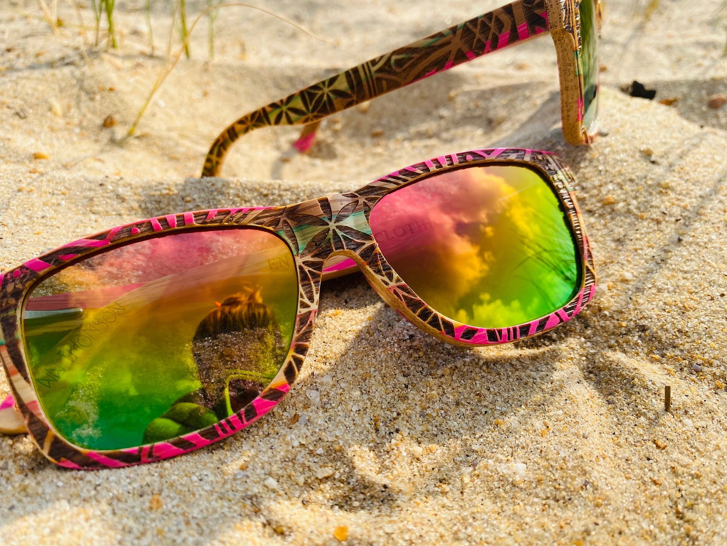 Rainbow Wooden Engraved Sunglasses