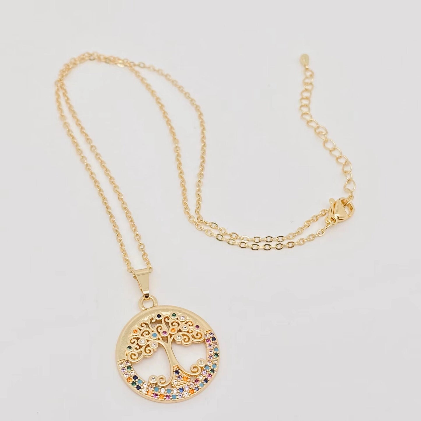 Colorful "Tree of Life" Stainless Steel Necklace