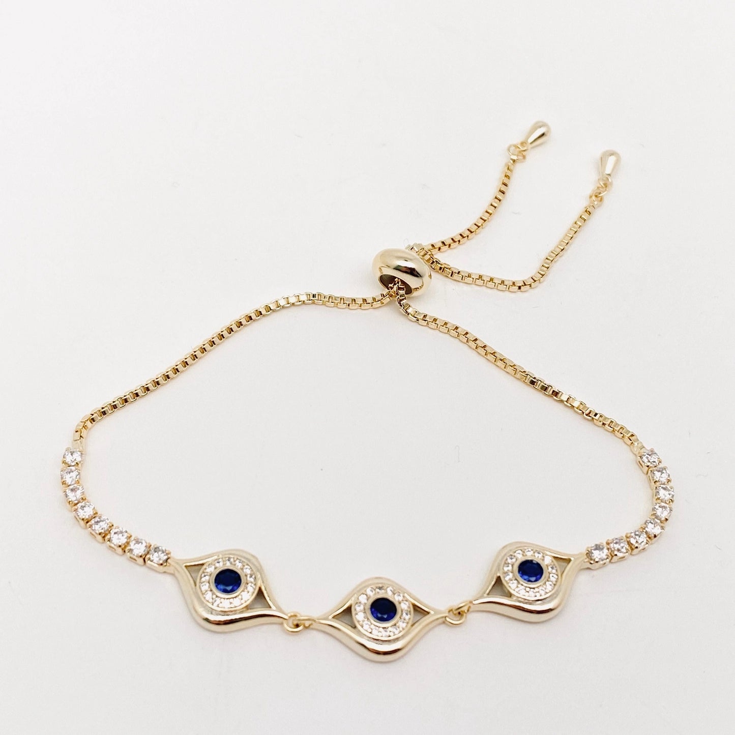 Multi-Style Zircon-Inlaid Evil Eye Bracelet