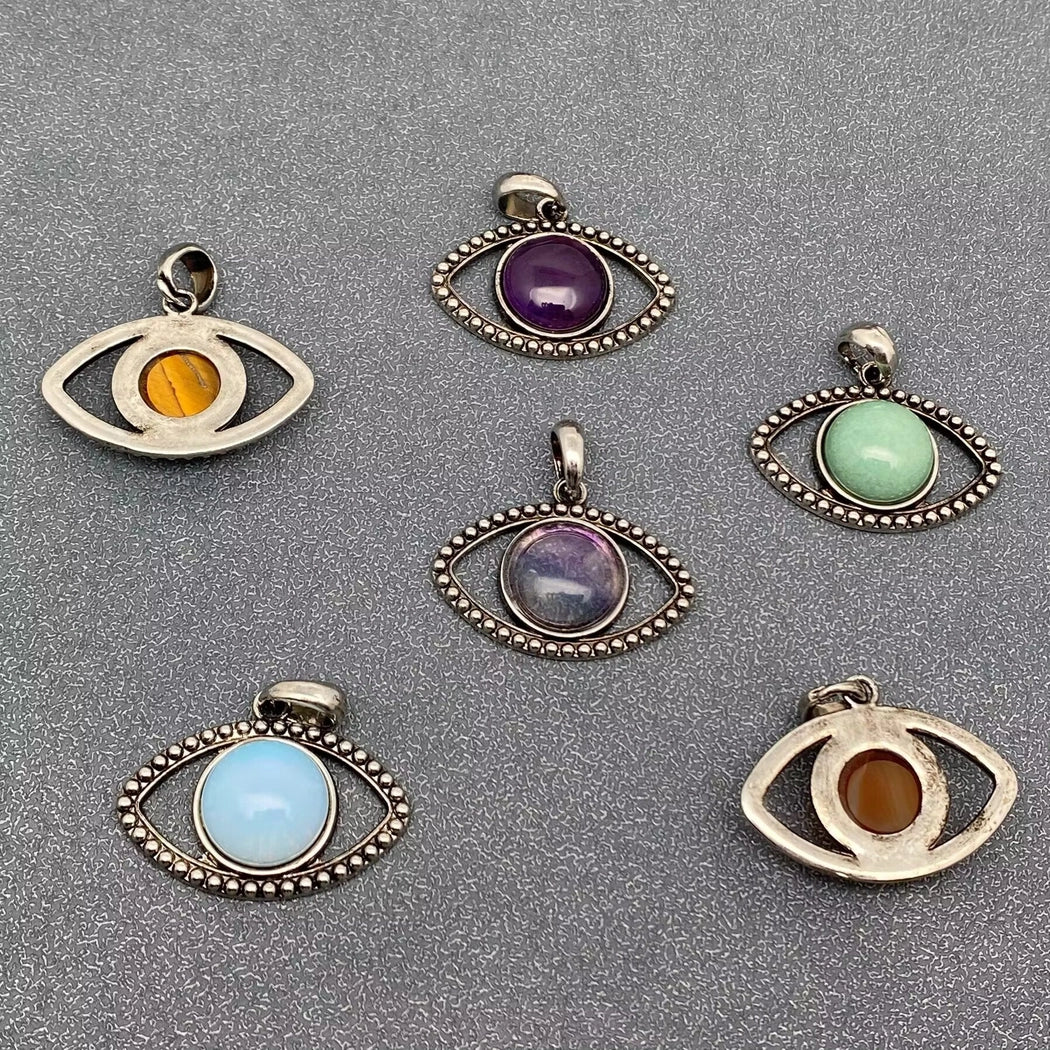 Vintage Natural Stone Evil Eye Charms