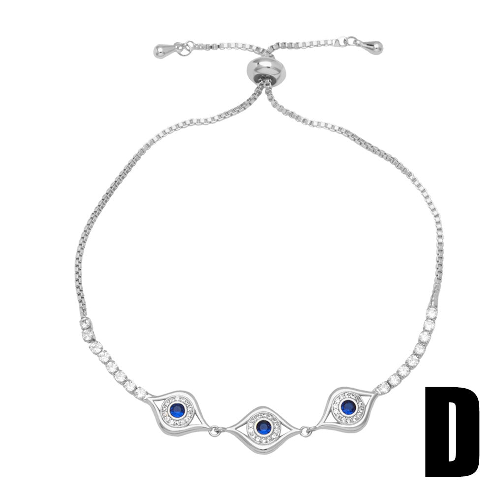 Multi-Style Zircon-Inlaid Evil Eye Bracelet