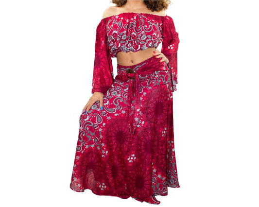 Rayon Boho Skirt & Top Set