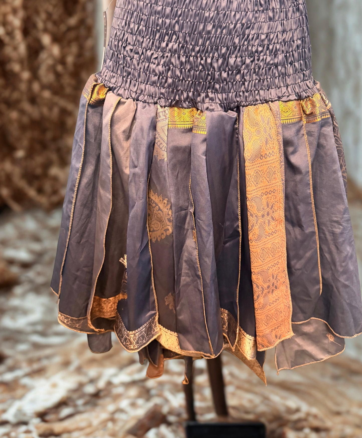 Women Short Tribal Leaves Hem Summer Skirt