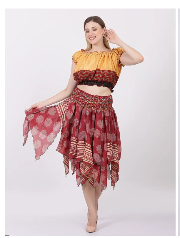 Women's Pixie Diamond Cut Printed Asymmetric Skirt