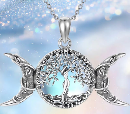 Artistic Tree of Life Moon Pendant