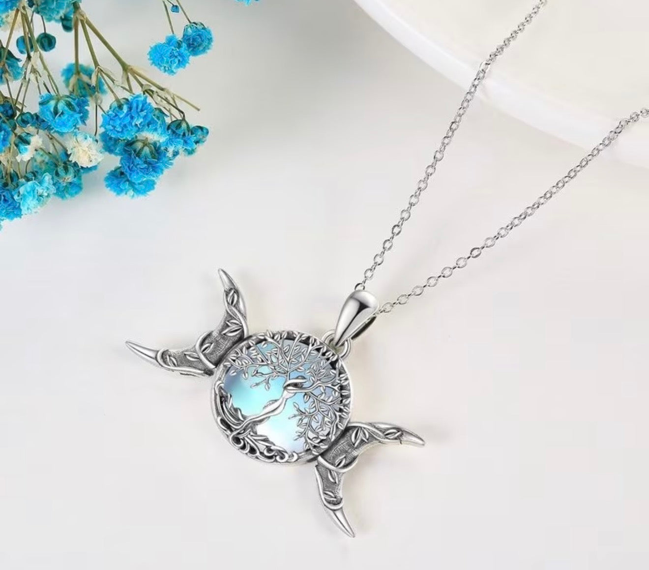 Artistic Tree of Life Moon Pendant