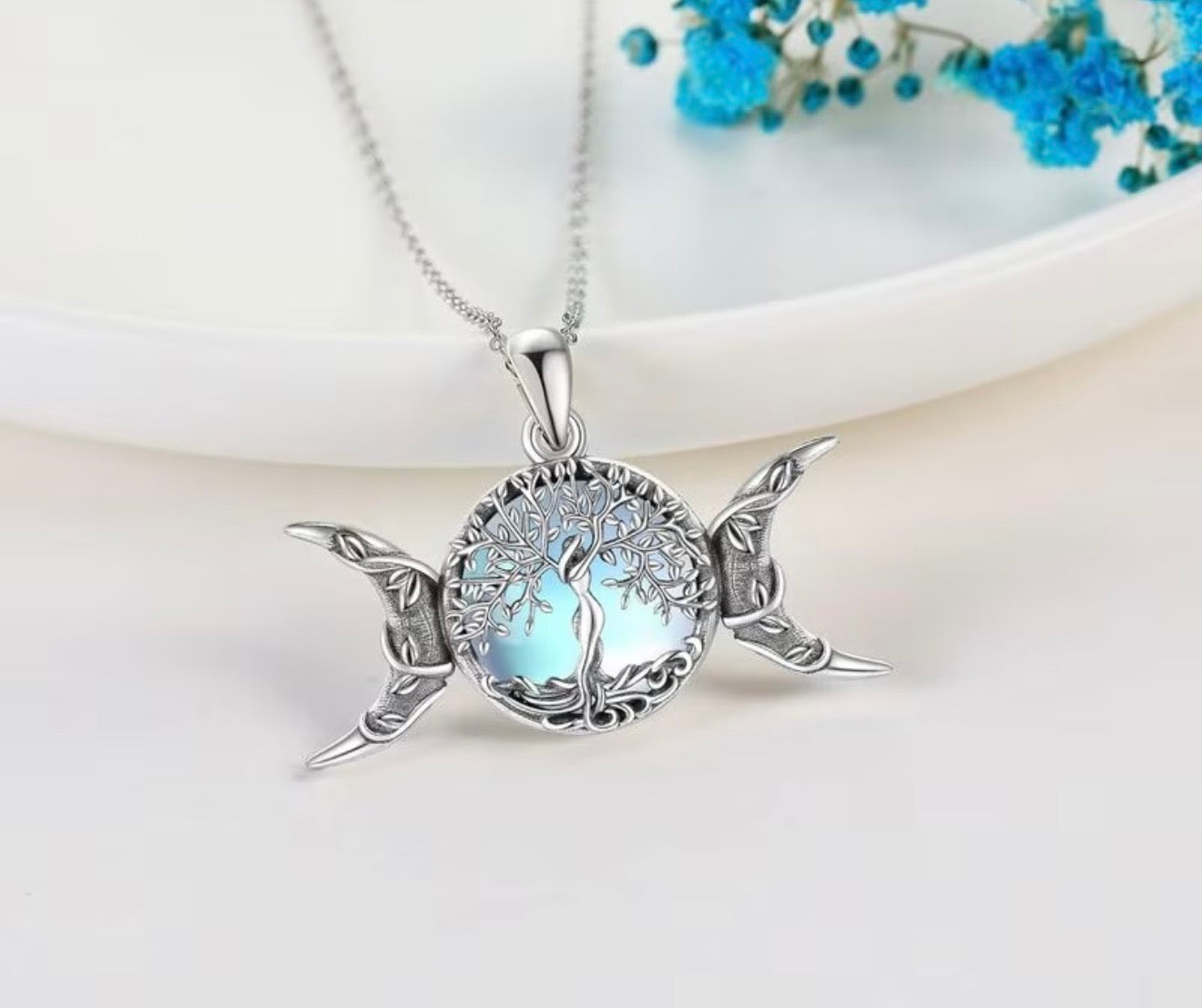 Artistic Tree of Life Moon Pendant