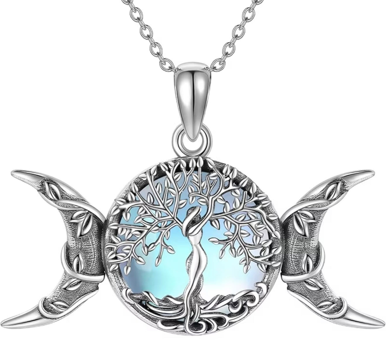Artistic Tree of Life Moon Pendant
