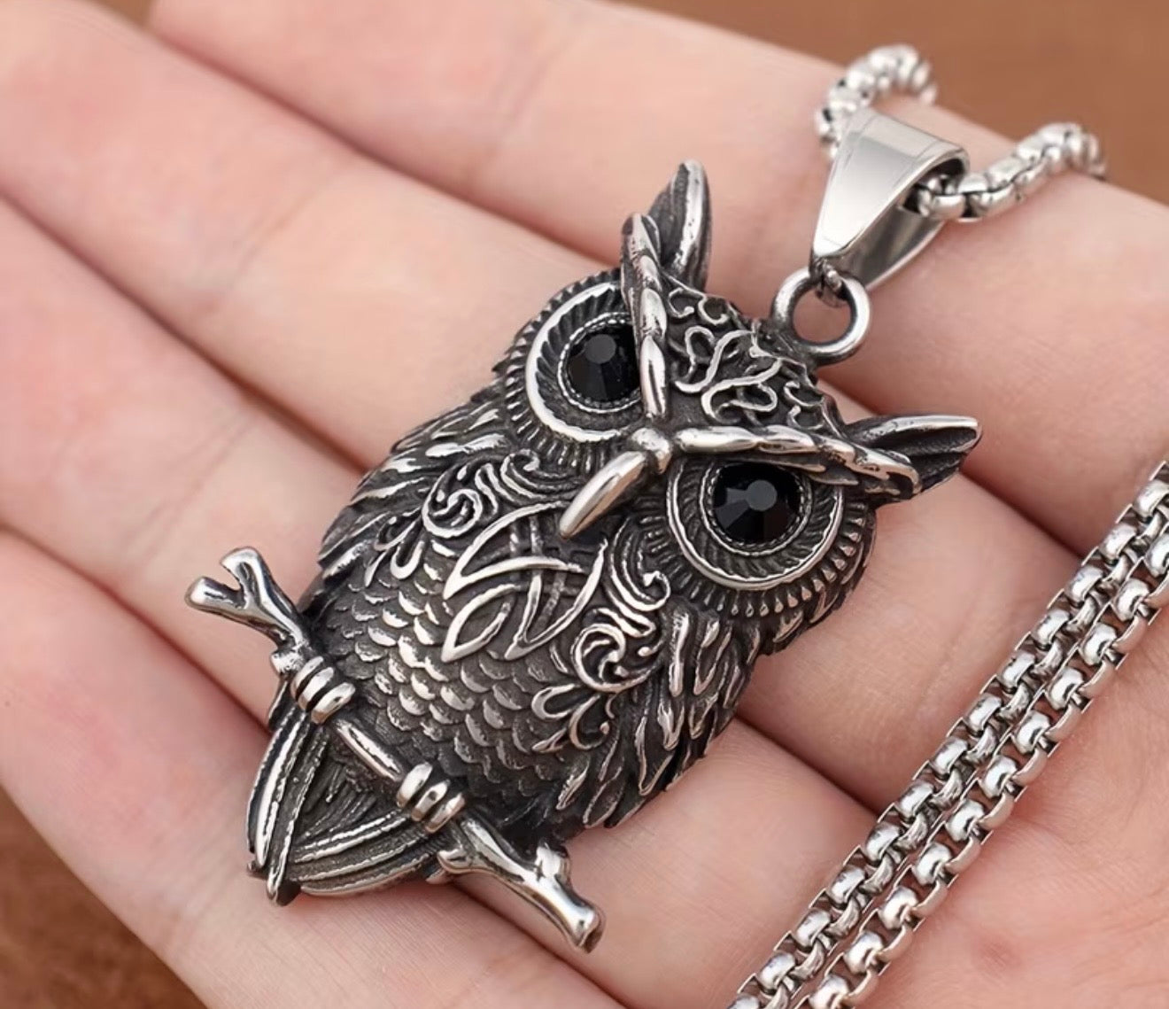 Steel Viking Owl Pendant