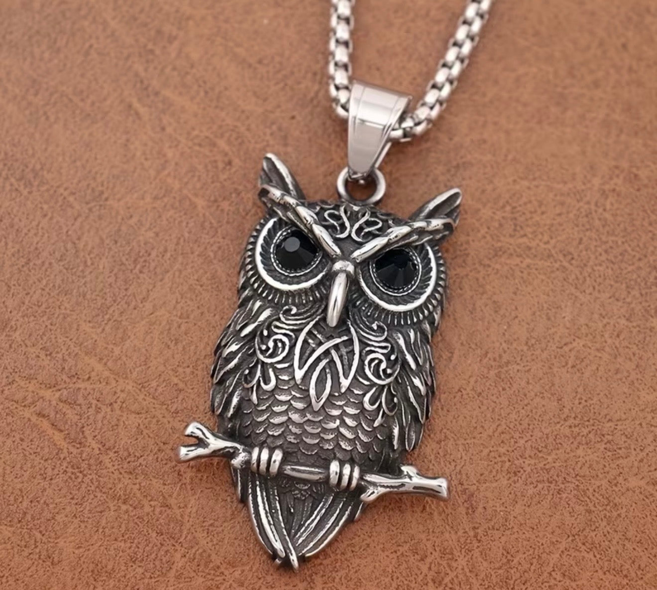 Steel Viking Owl Pendant