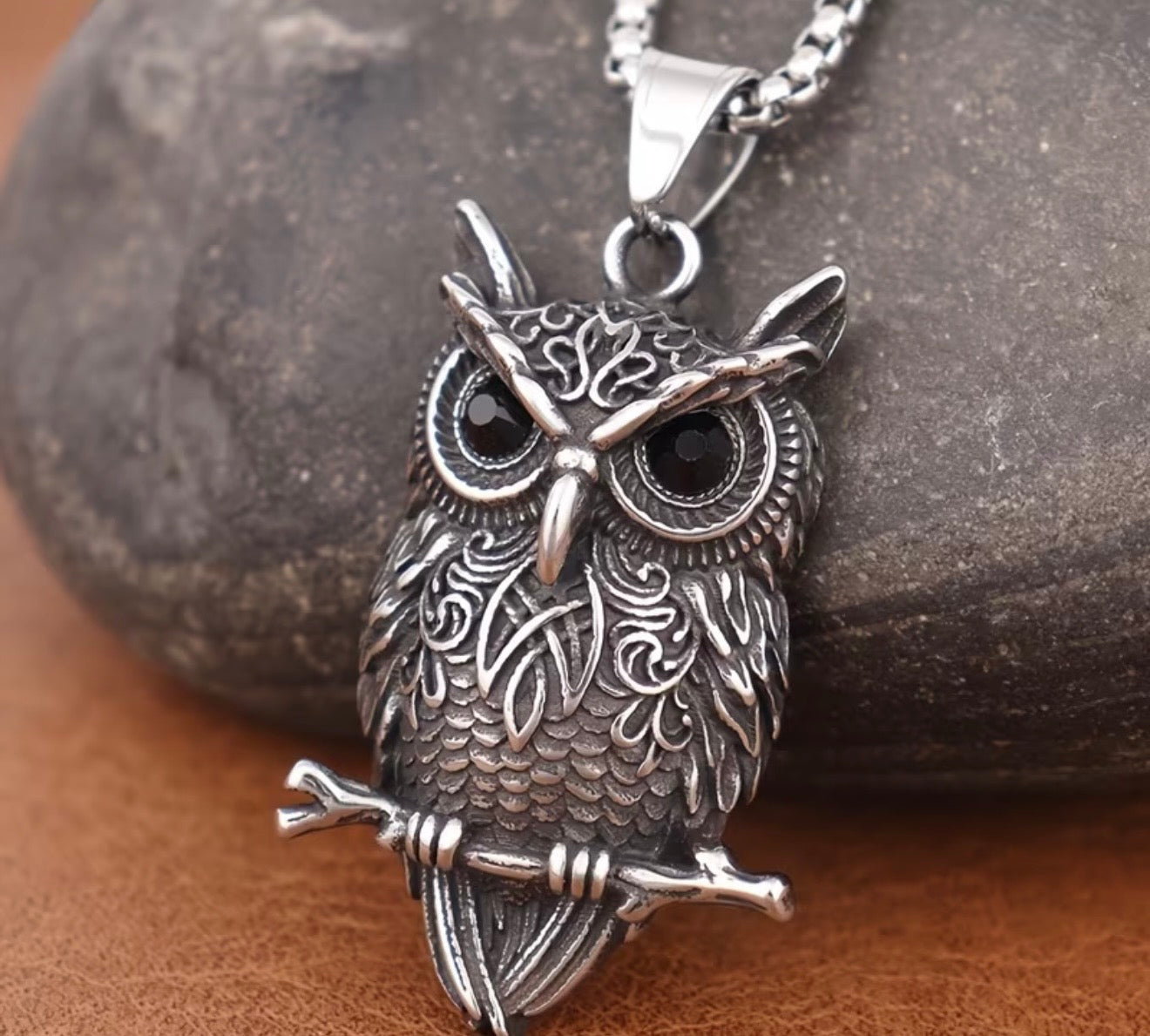 Steel Viking Owl Pendant
