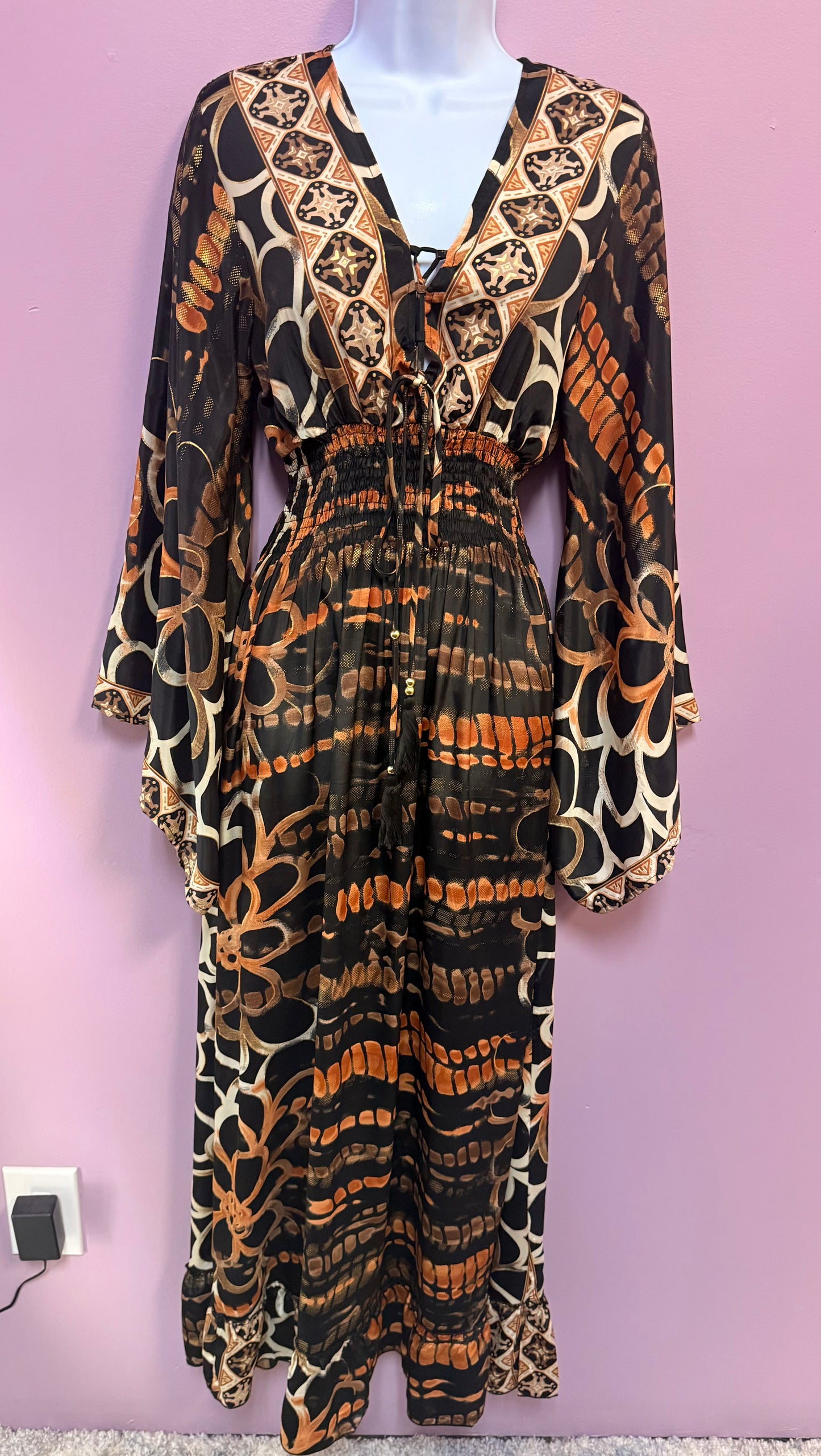 Long Boho Dress W/Pockets