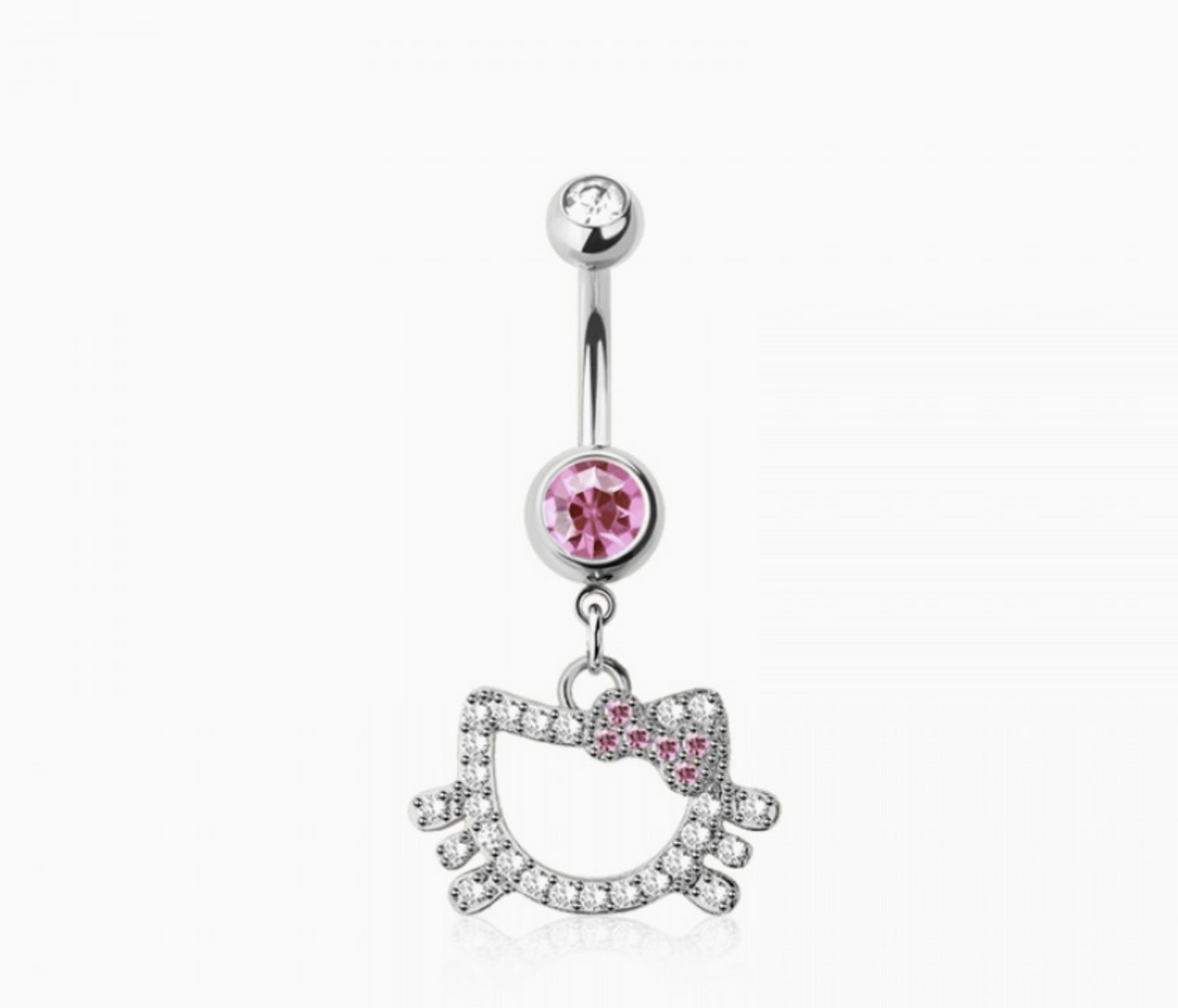 316L Surgical Steel Multi CZ Cat Belly Button