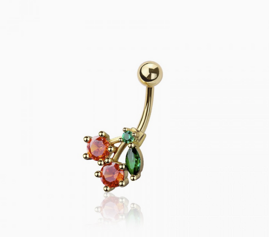 316L Surgical Steel Multi CZ Cherry Non-Dangle Belly