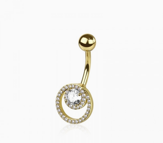 316L Surgical Steel Multi CZ Double Hoop Belly Button Ring
