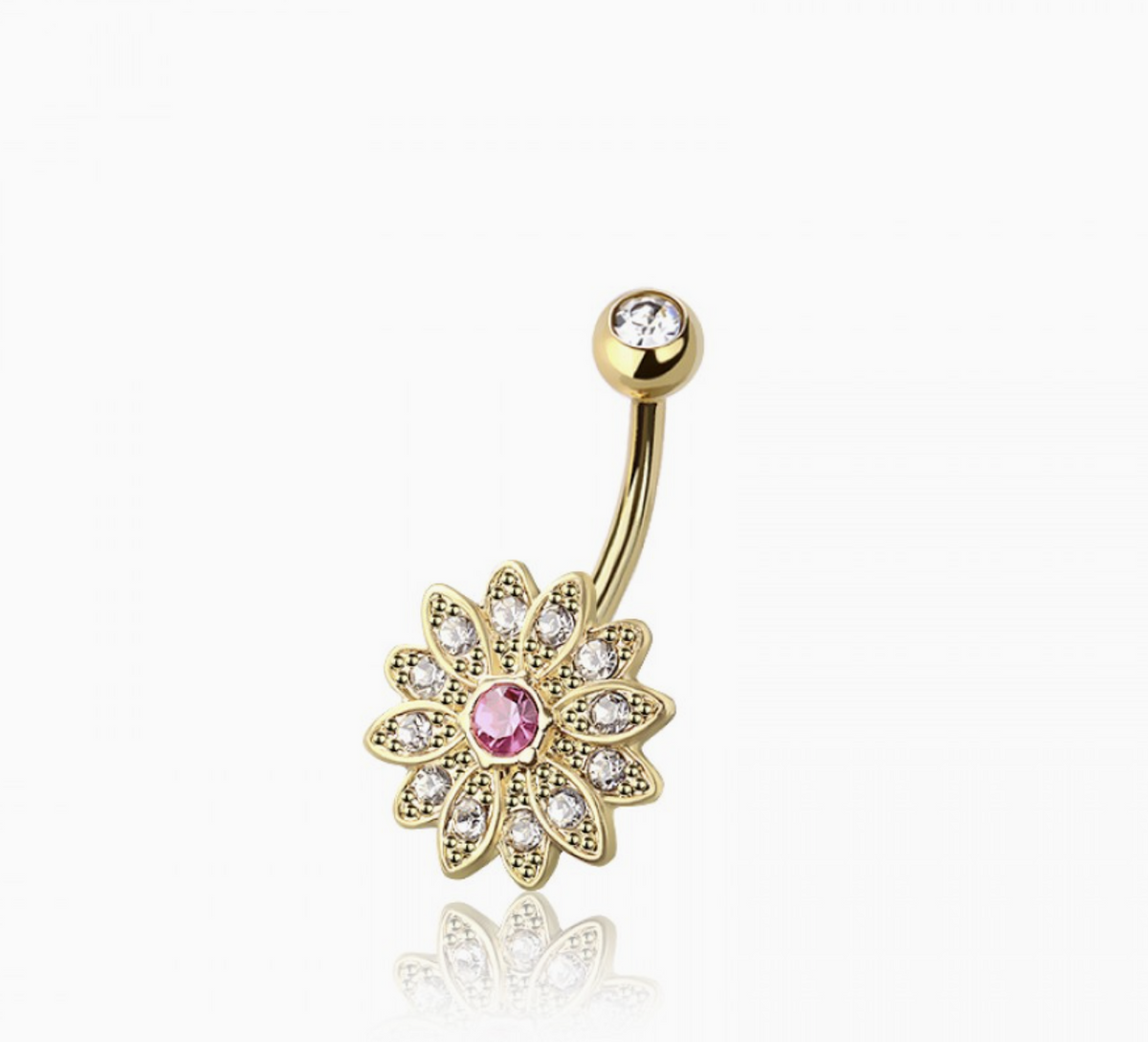 316L Surgical Steel Multi CZ Flower Non-Dangle Belly