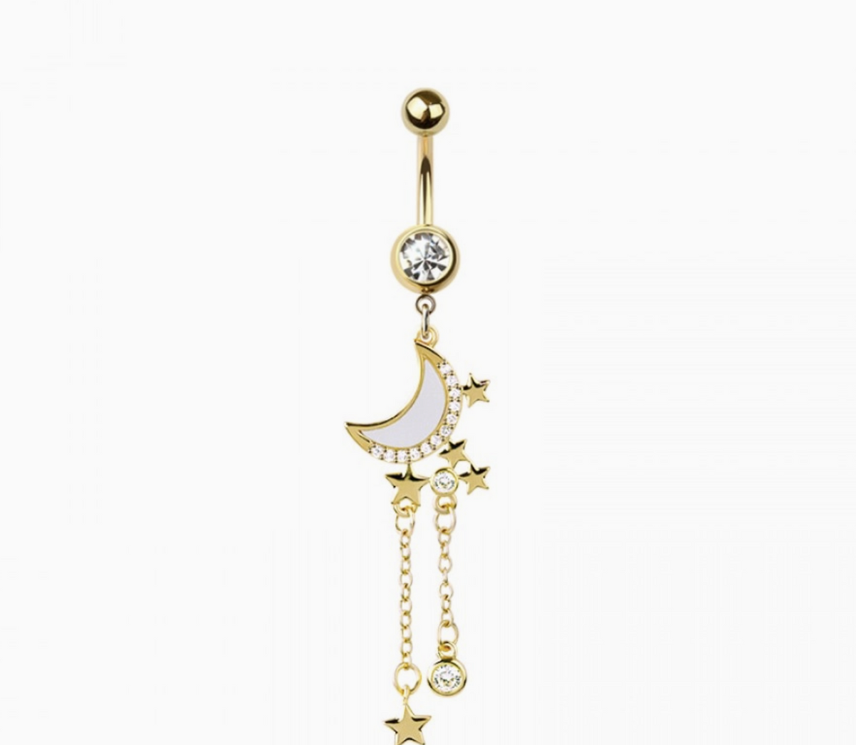 316L Surgical Steel Opal Moon Multi CZ Chain Star Dangle