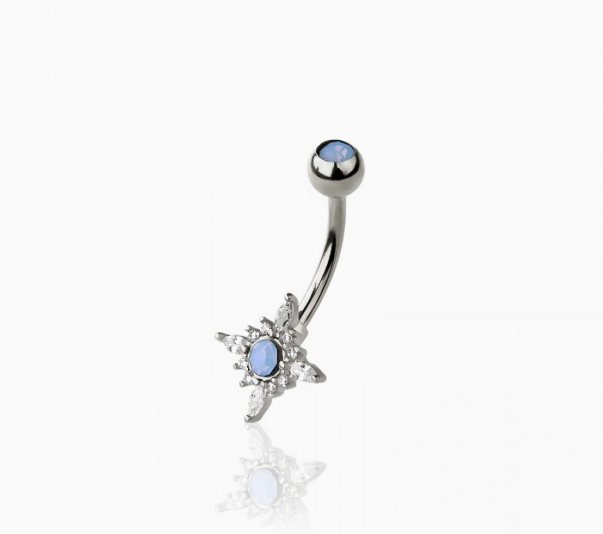 316L Surgical Steel Starburst CZ and Opal Stone Non-Dangle