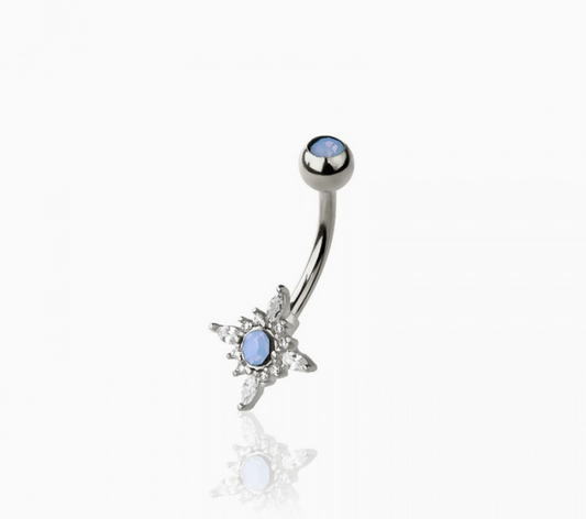316L Surgical Steel Starburst CZ and Opal Stone Non-Dangle