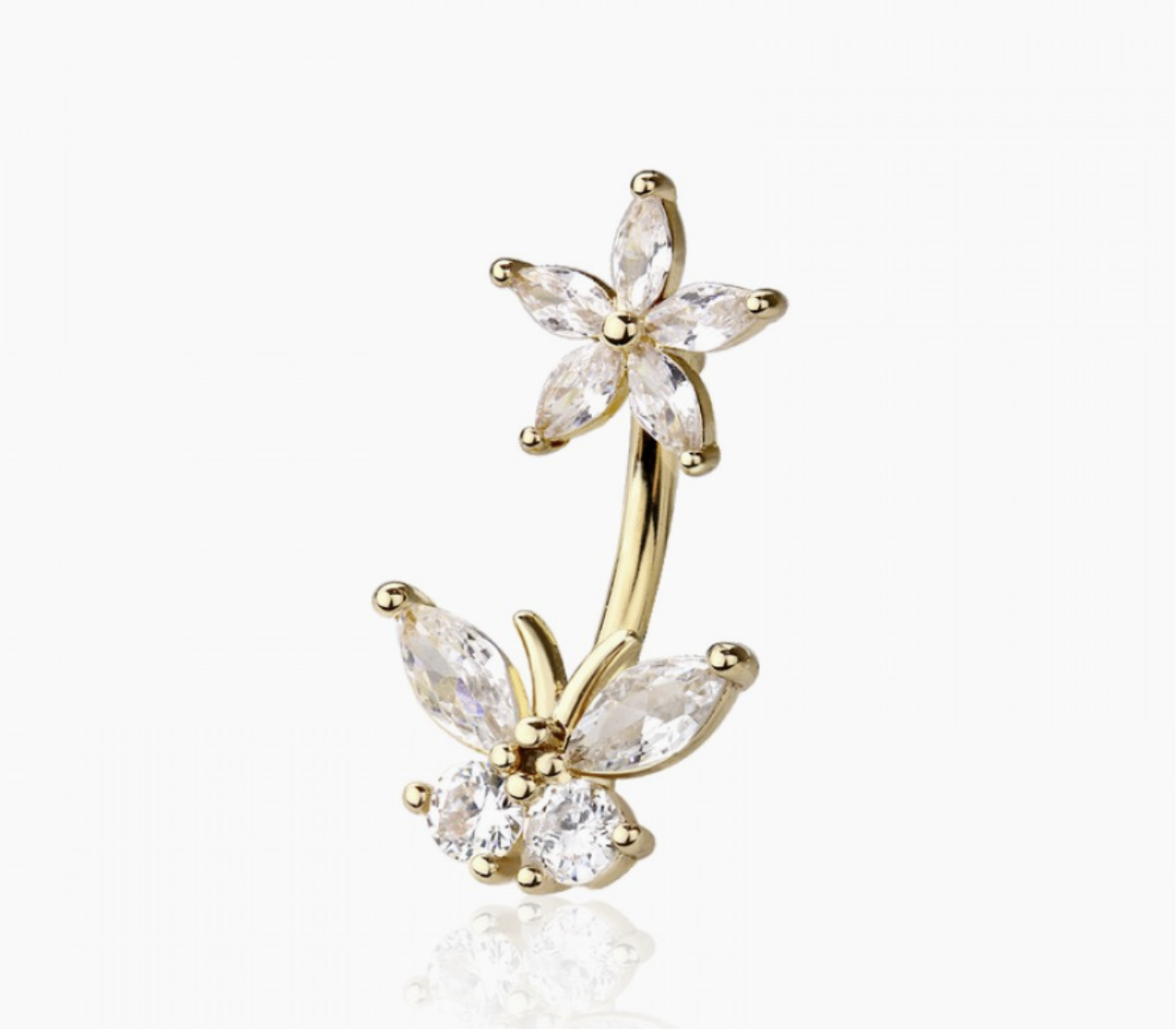 Flower and Butterfly 316L Surgical Steel Belly Ring