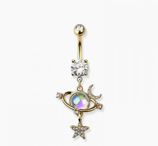 Orbit Planet Dangle 316L Surgical Steel Belly