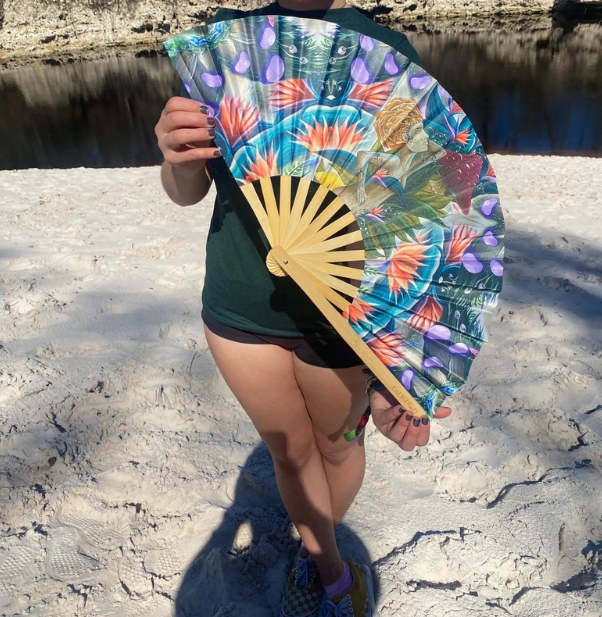 Mushroom Goddess 2 Bamboo Folding Hand Fan